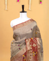 SC3120 - Tissue Saree With Sequence And Embroidery Work
